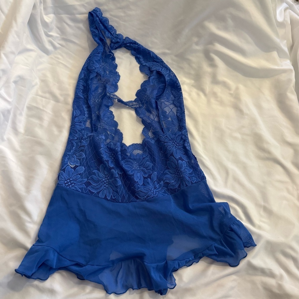 NWOT Frederick’s of Hollywood Lace Skirted Halter Teddy - Picture 4 of 4